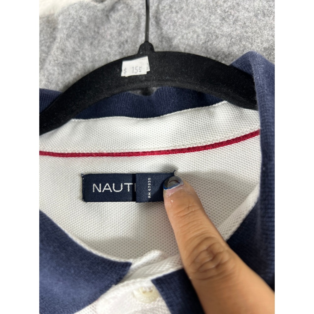 Nautica Polo Shirt Mens XL White Coast Classic Argyle Graphic Embroidered Logo - Picture 9 of 12